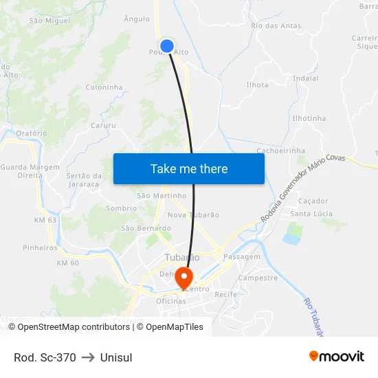 Rod. Sc-370 to Unisul map
