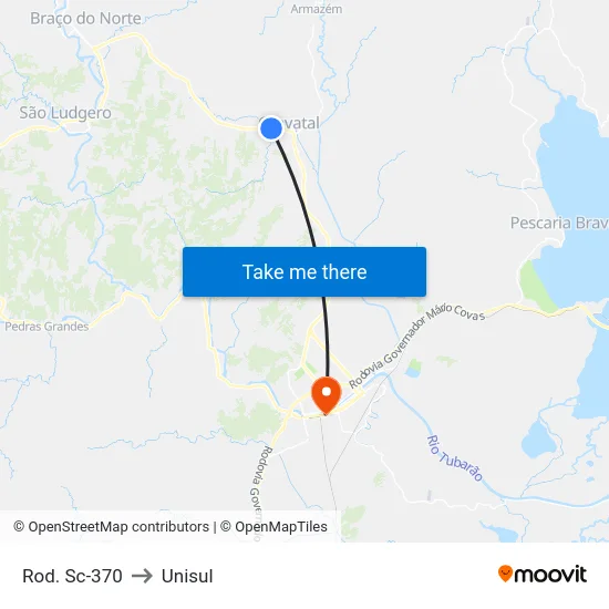 Rod. Sc-370 to Unisul map