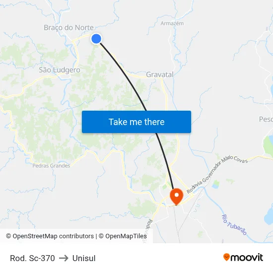 Rod. Sc-370 to Unisul map