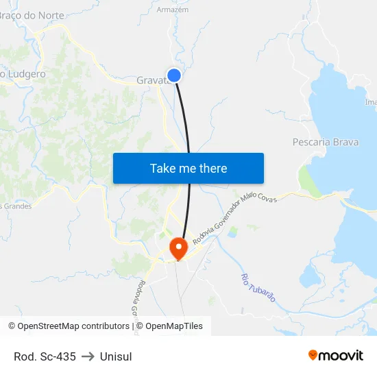 Rod. Sc-435 to Unisul map