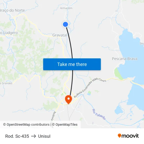 Rod. Sc-435 to Unisul map