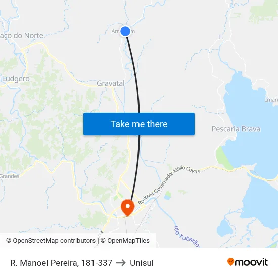 R. Manoel Pereira, 181-337 to Unisul map