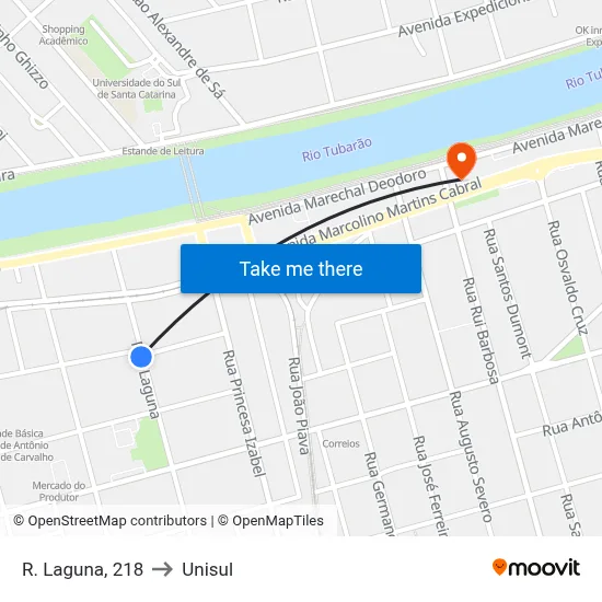 R. Laguna, 218 to Unisul map