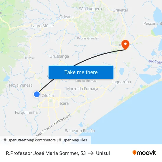 R.Professor José Maria Sommer, 53 to Unisul map