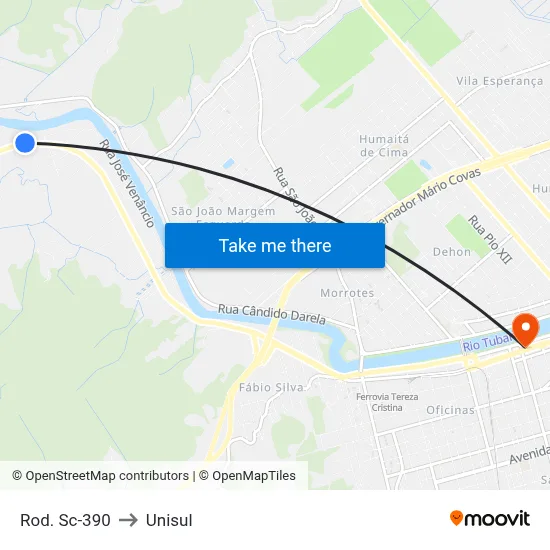 Rod. Sc-390 to Unisul map