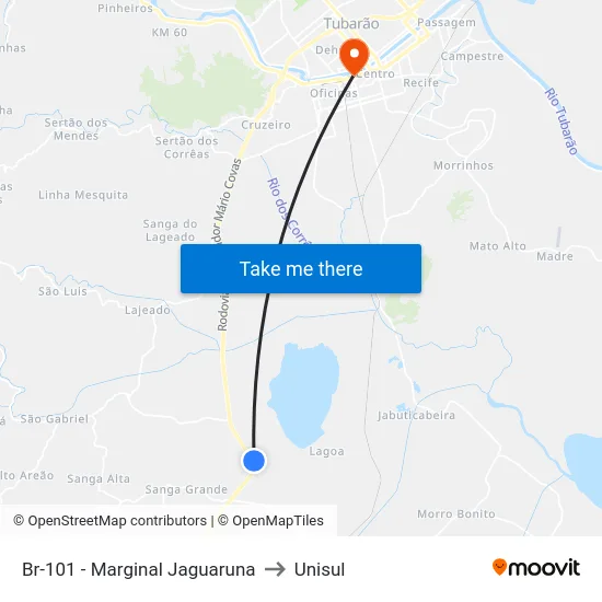 Br-101 - Marginal Jaguaruna to Unisul map