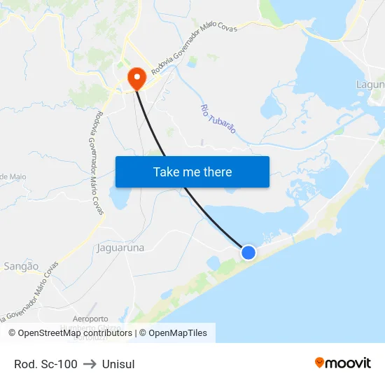 Rod. Sc-100 to Unisul map