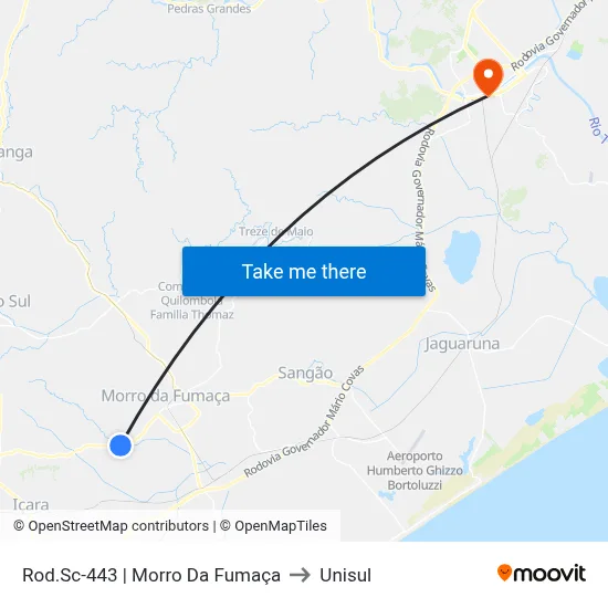Rod.Sc-443 | Morro Da Fumaça to Unisul map