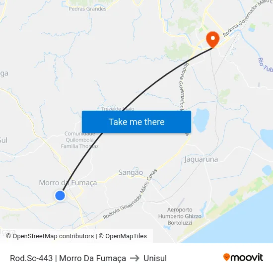 Rod.Sc-443 | Morro Da Fumaça to Unisul map