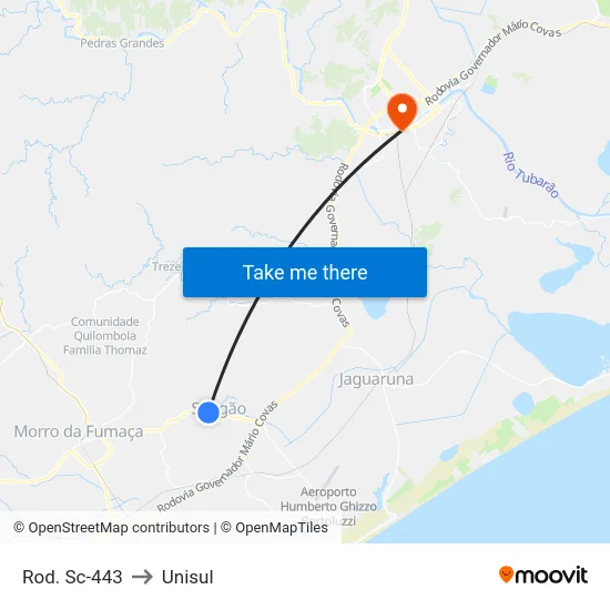 Rod. Sc-443 to Unisul map