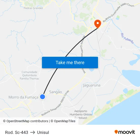 Rod. Sc-443 to Unisul map