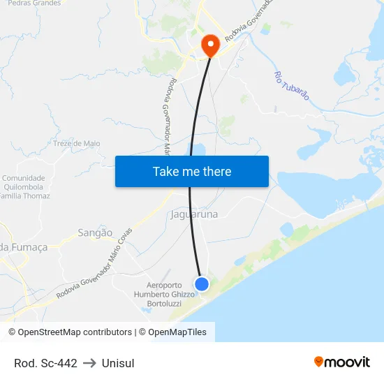 Rod. Sc-442 to Unisul map