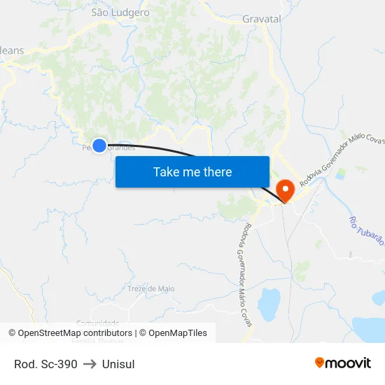 Rod. Sc-390 to Unisul map