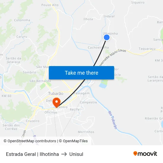 Estrada Geral | Ilhotinha to Unisul map
