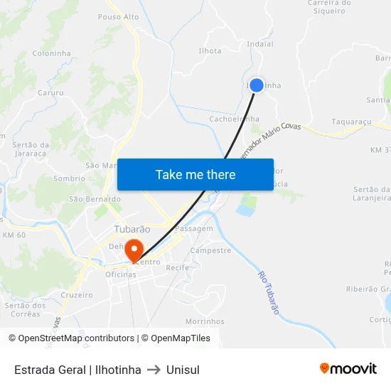 Estrada Geral | Ilhotinha to Unisul map
