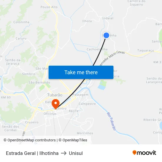 Estrada Geral | Ilhotinha to Unisul map
