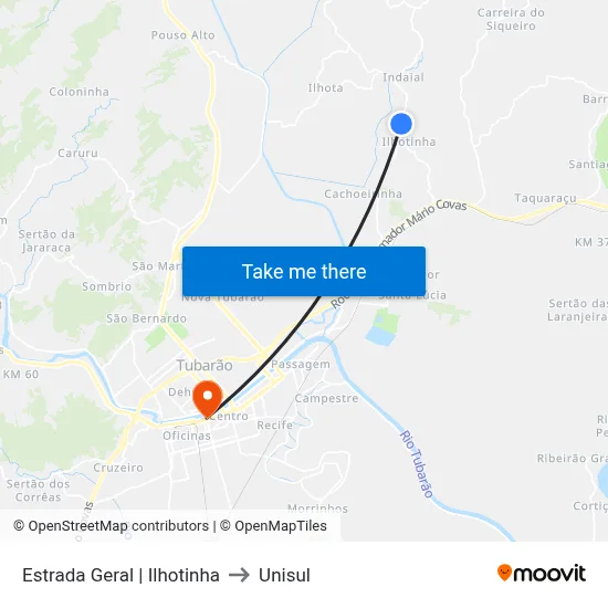 Estrada Geral | Ilhotinha to Unisul map