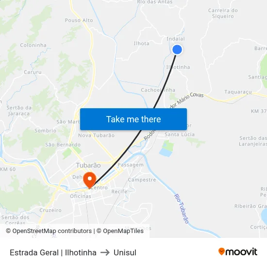 Estrada Geral | Ilhotinha to Unisul map