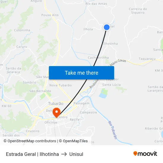 Estrada Geral | Ilhotinha to Unisul map