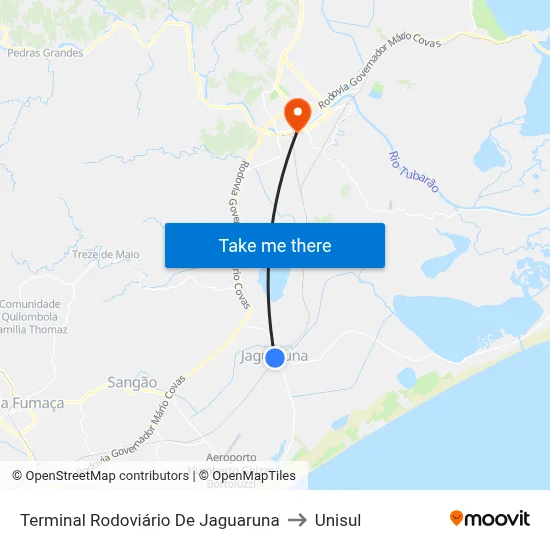 Terminal Rodoviário De Jaguaruna to Unisul map