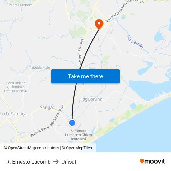 R. Ernesto Lacomb to Unisul map