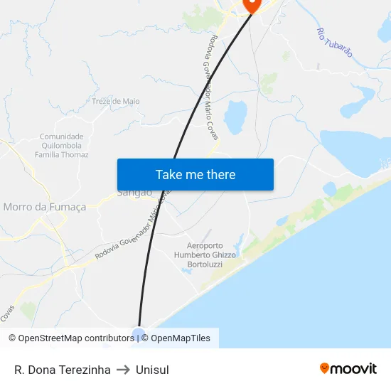 R. Dona Terezinha to Unisul map