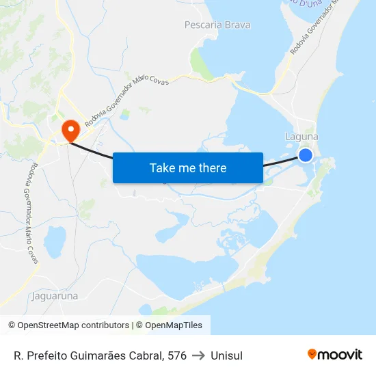 R. Prefeito Guimarães Cabral, 576 to Unisul map