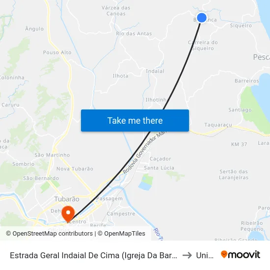 Estrada Geral Indaial De Cima (Igreja Da Barranca) to Unisul map