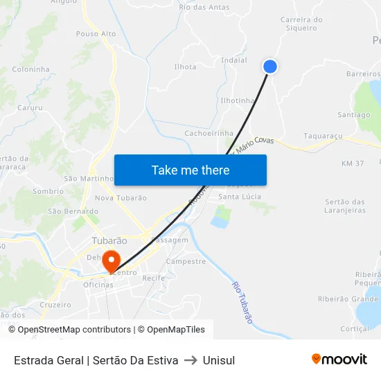 Estrada Geral | Sertão Da Estiva to Unisul map