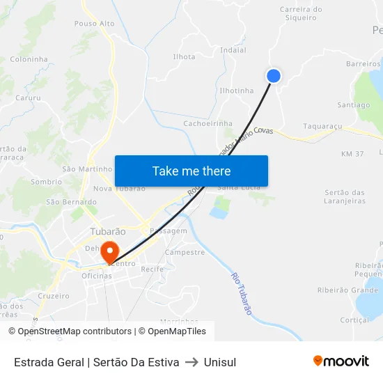 Estrada Geral | Sertão Da Estiva to Unisul map