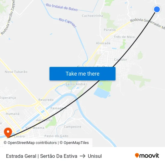 Estrada Geral | Sertão Da Estiva to Unisul map