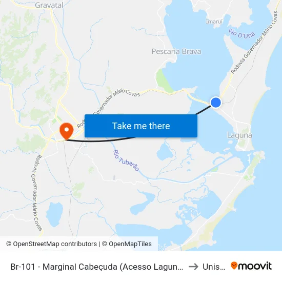 Br-101 - Marginal Cabeçuda (Acesso Laguna) to Unisul map