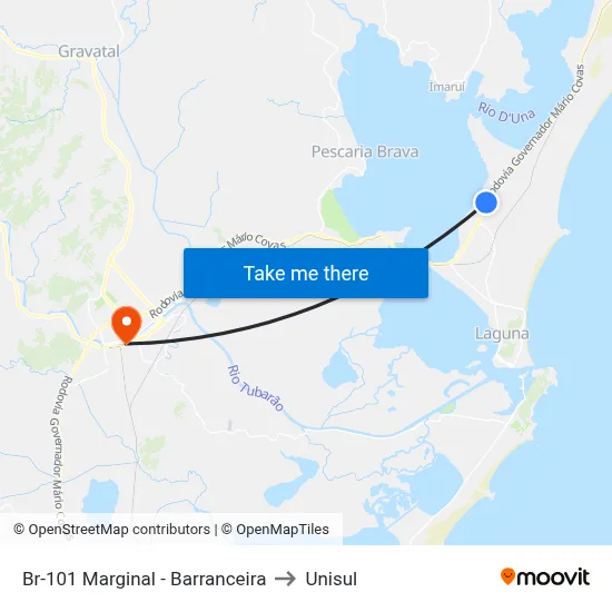 Br-101 Marginal - Barranceira to Unisul map