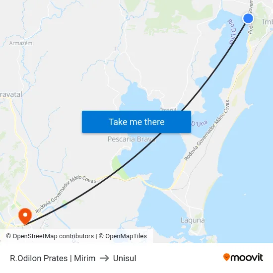 R.Odilon Prates | Mirim to Unisul map