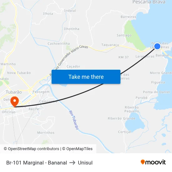 Br-101 Marginal - Bananal to Unisul map