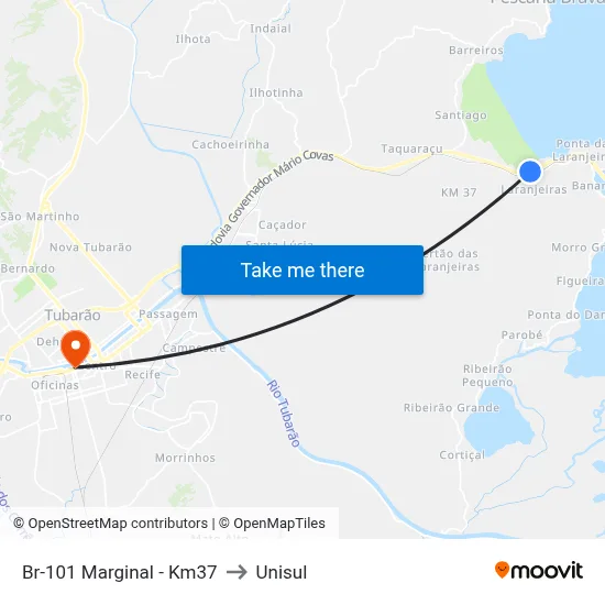 Br-101 Marginal - Km37 to Unisul map