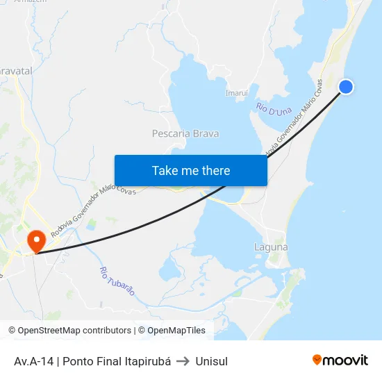 Av.A-14 | Ponto Final Itapirubá to Unisul map