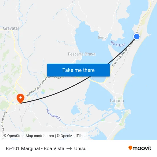Br-101 Marginal - Boa Vista to Unisul map