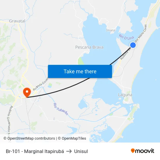 Br-101 - Marginal Itapirubá to Unisul map