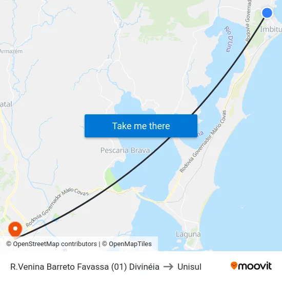 R.Venina Barreto Favassa (01)  Divinéia to Unisul map