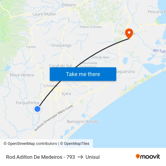 Rod.Adilton De Medeiros - 793 to Unisul map