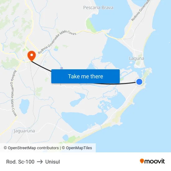 Rod. Sc-100 to Unisul map