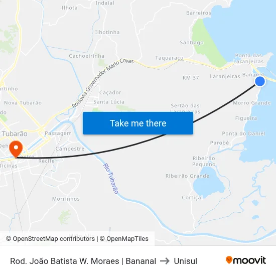 Rod. João Batista W. Moraes | Bananal to Unisul map