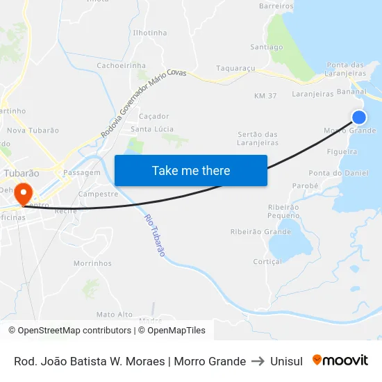 Rod. João Batista W. Moraes | Morro Grande to Unisul map