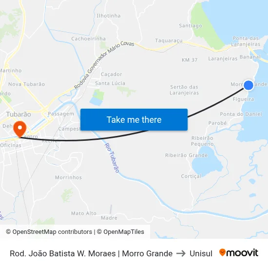 Rod. João Batista W. Moraes | Morro Grande to Unisul map
