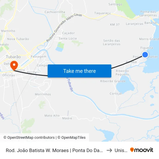 Rod. João Batista W. Moraes | Ponta Do Daniel to Unisul map