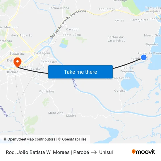 Rod. João Batista W. Moraes | Parobé to Unisul map
