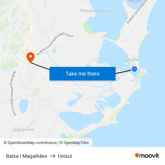 Balsa | Magalhães to Unisul map