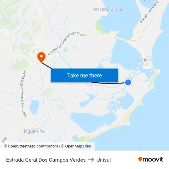 Estrada Geral Dos Campos Verdes to Unisul map