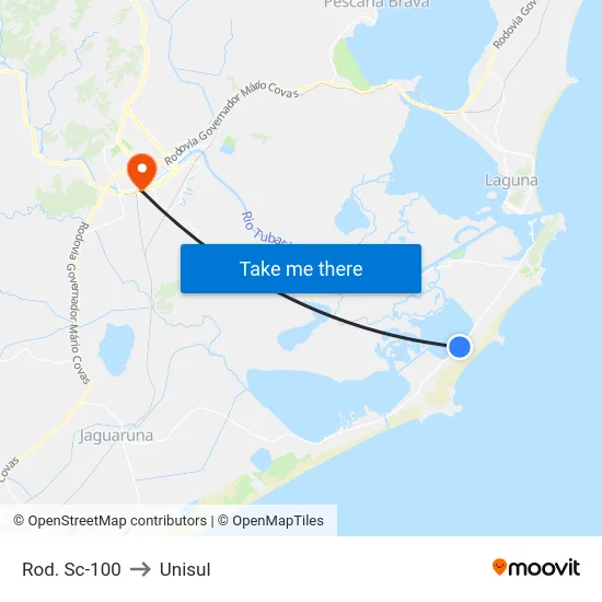 Rod. Sc-100 to Unisul map